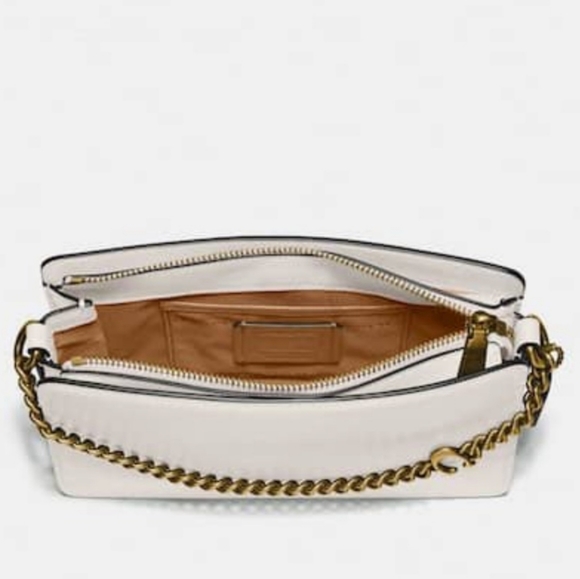 NWT Coach Signature Chain Crossbody Bag in Chalk/Brass - Picture 4 of 15
